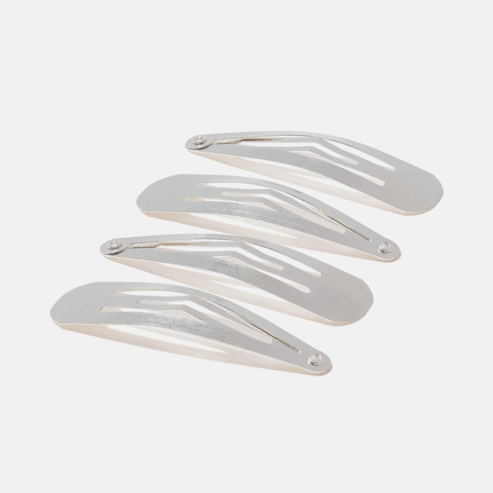 Silverfärgade hårspännen - 4-pack, 4,5cm