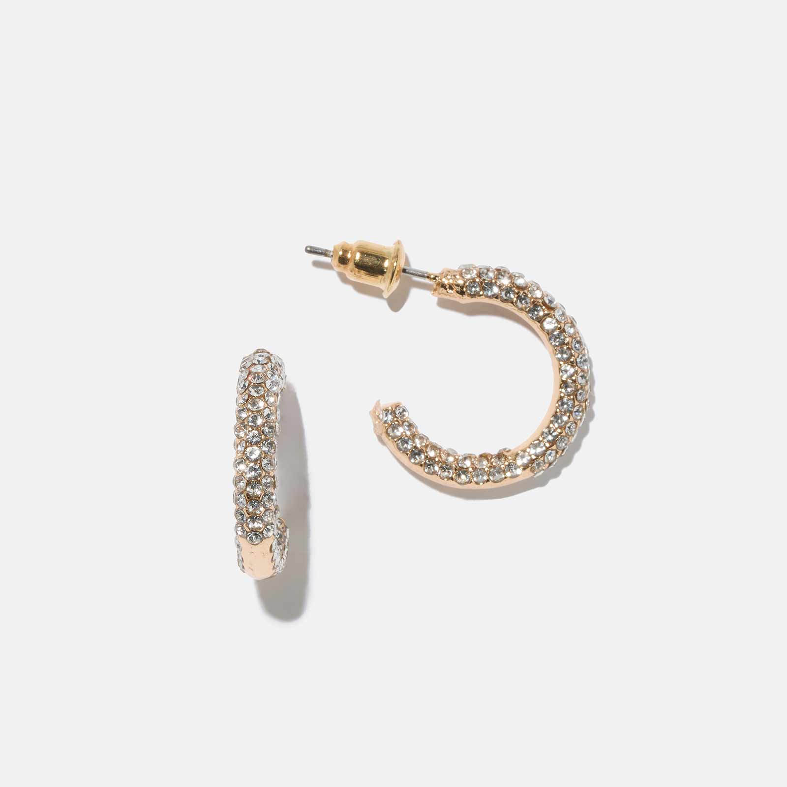 Guldfärgade örhängen - glittriga hoops, 15mm