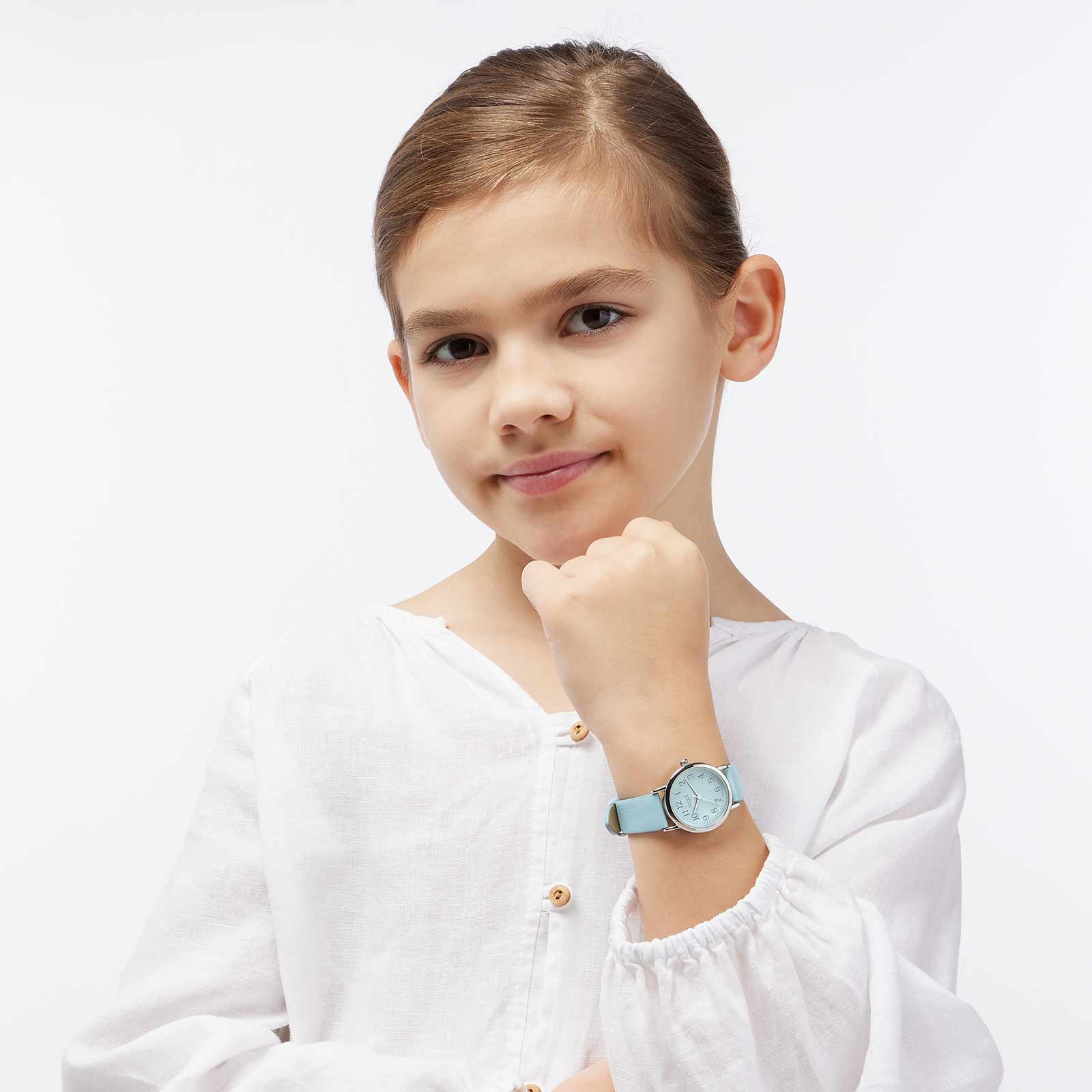 Regal barnklocka - silver/ljusblå, 28mm