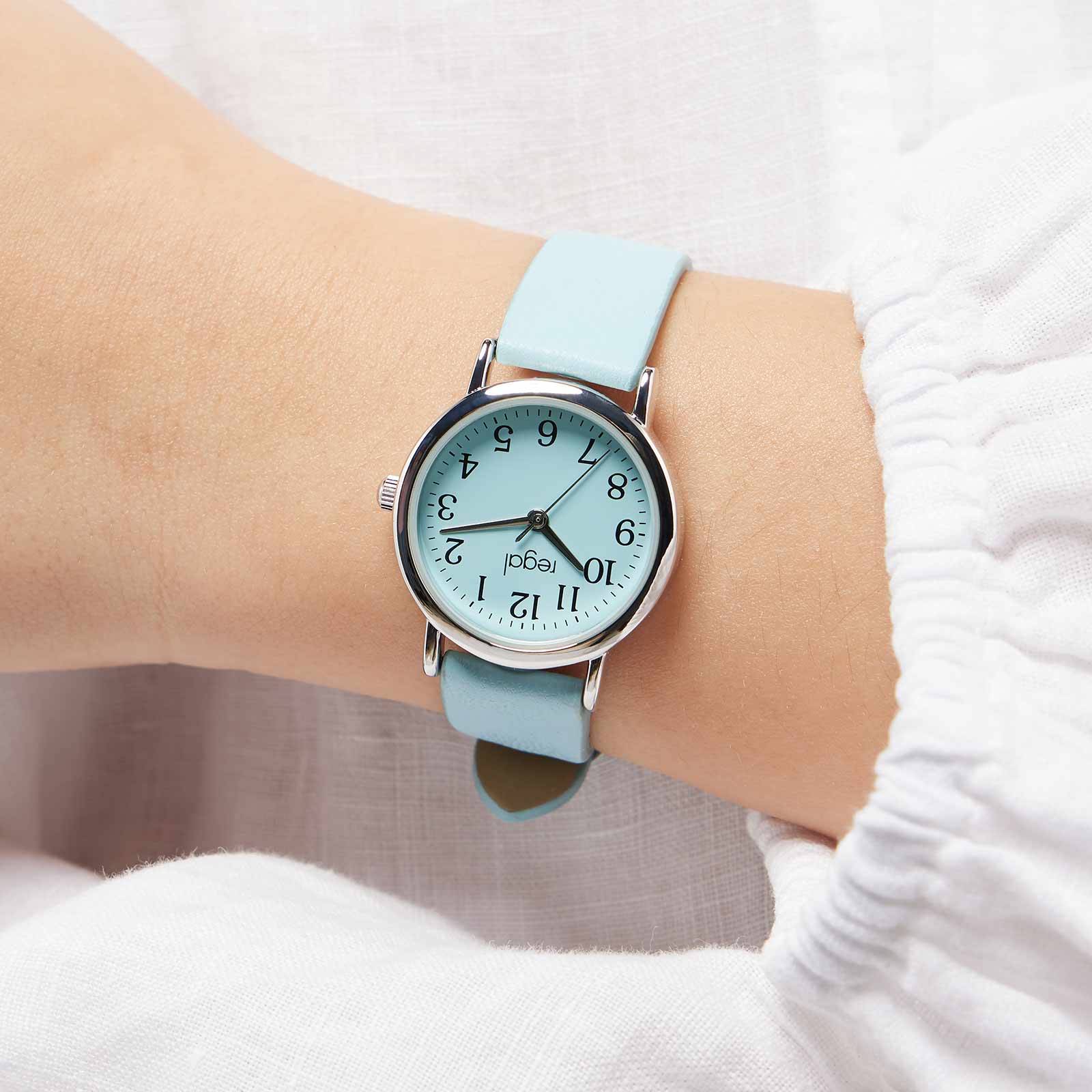 Regal barnklocka - silver/ljusblå, 28mm