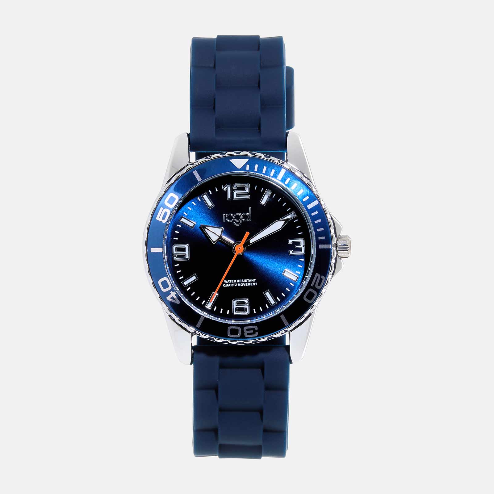 Regal barnklocka - blå/blått gummiband, 32mm