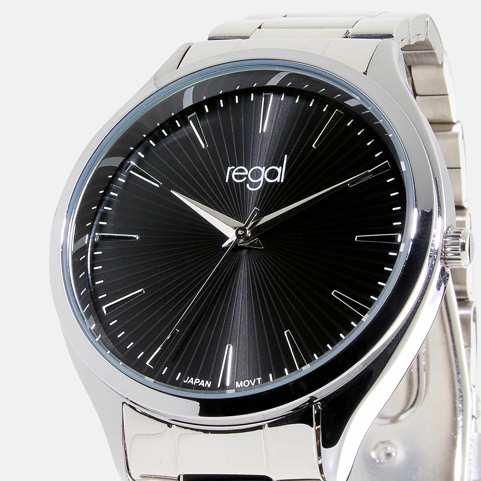 Regal herrklocka - silver/svart, metallband, 41mm