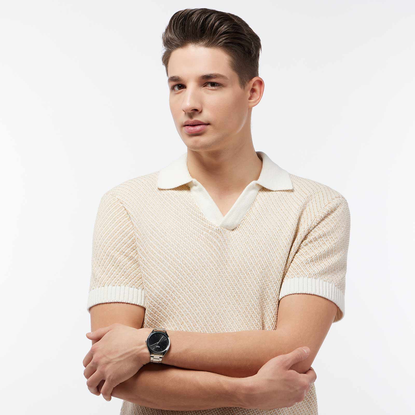 Regal herrklocka - silver/svart, metallband, 41mm