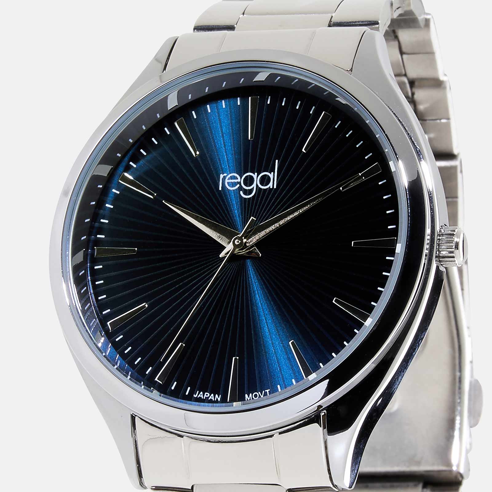 Regal herrklocka - silver/blå, metallband, 41mm