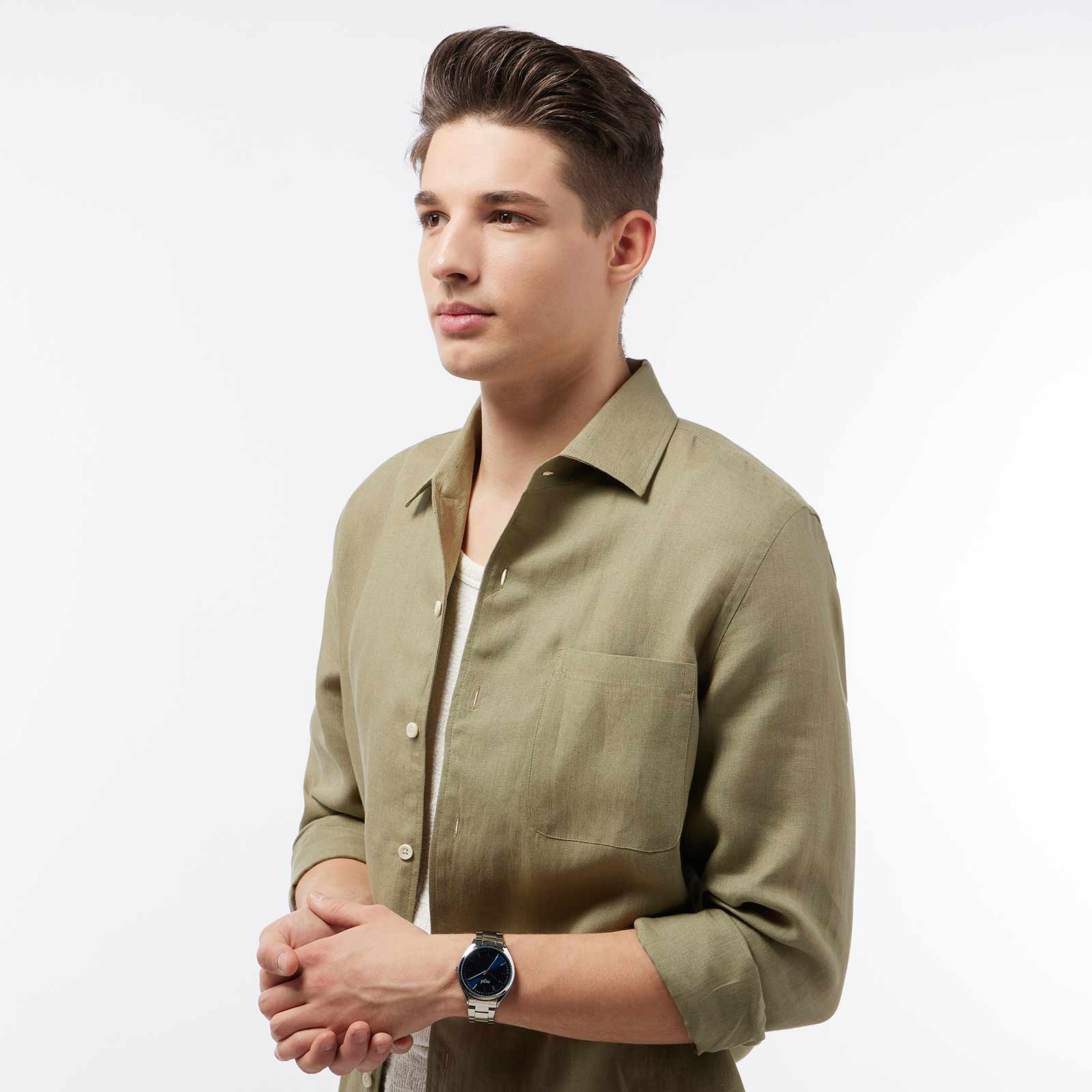 Regal herrklocka - silver/blå, metallband, 41mm