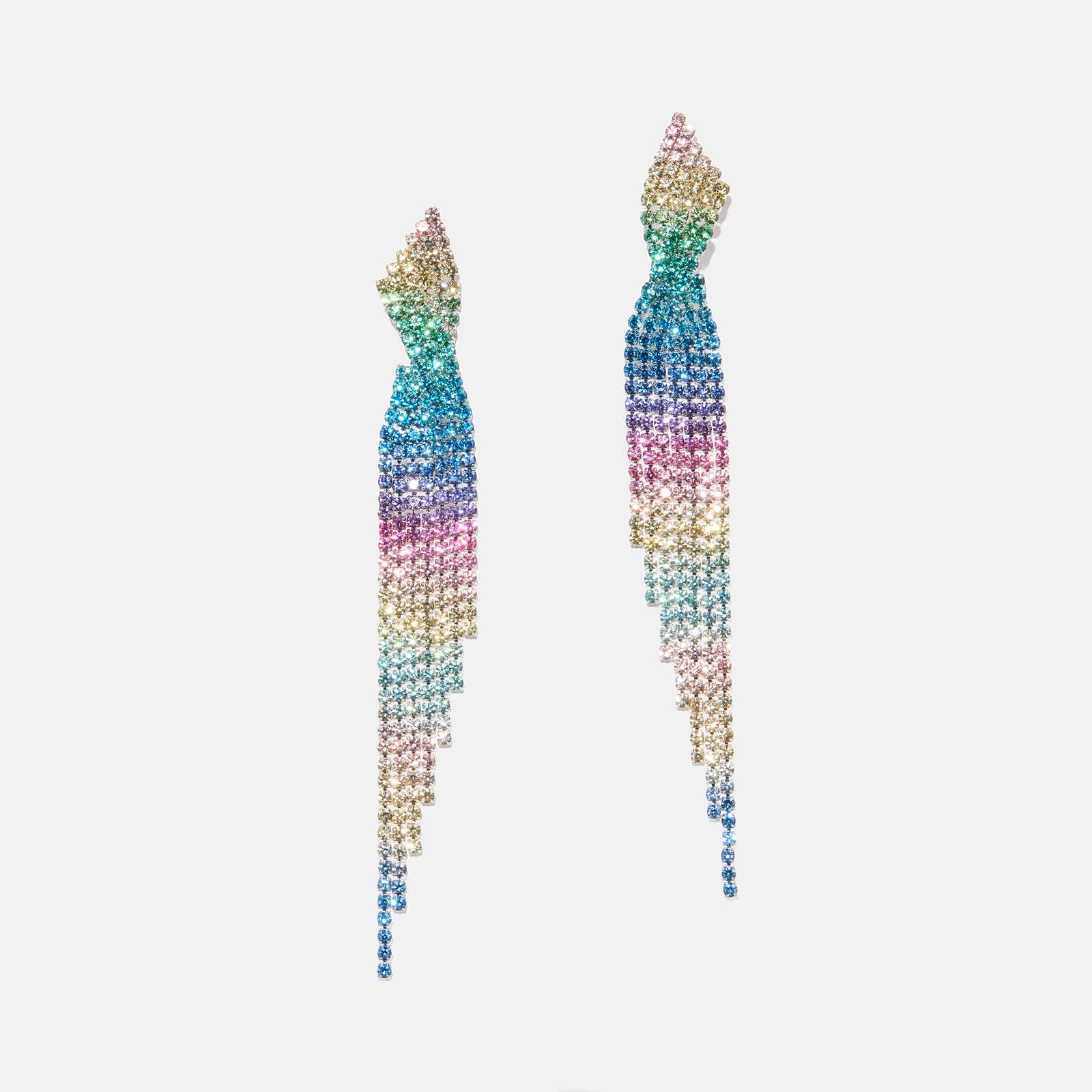 Red Carpet strassörhängen - regnbågsfärgade, 11 cm