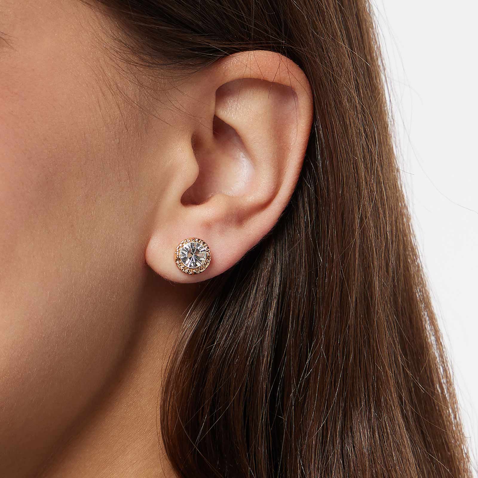 3-pack guldfärgade studs - vita stenar