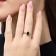 18k guldpläterad ring - grön sten med halo, 56