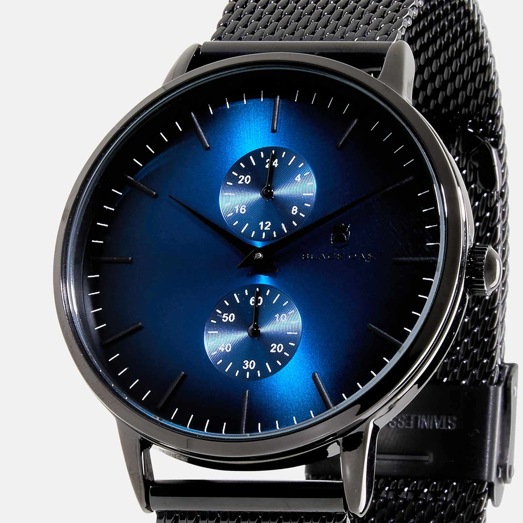 Black Oak Shumardii herrklocka - meshband svart/blå - 42mm