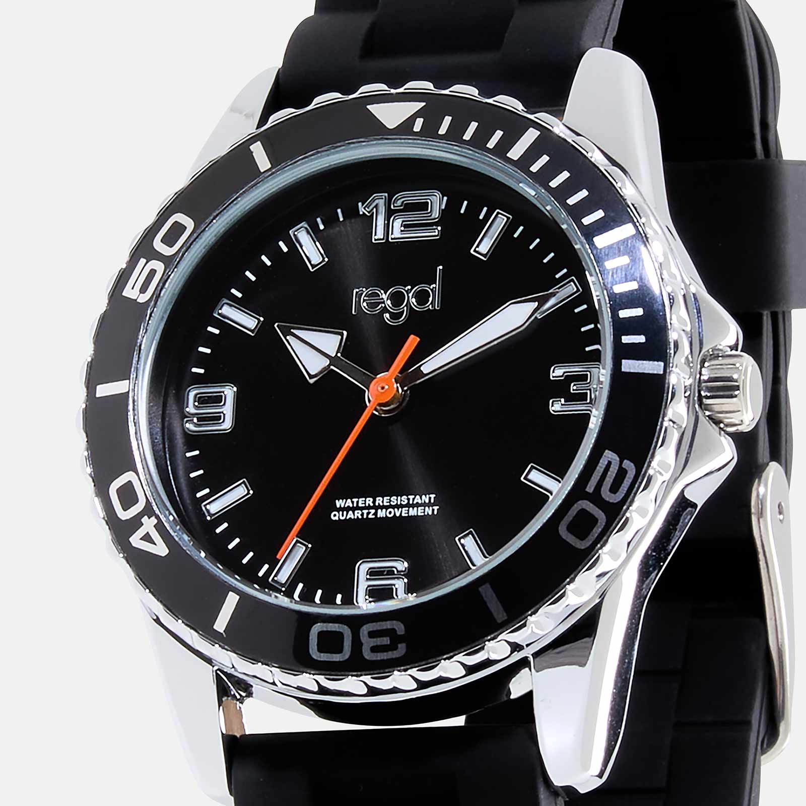 Regal barnklocka - svart/svart gummiband, 32mm