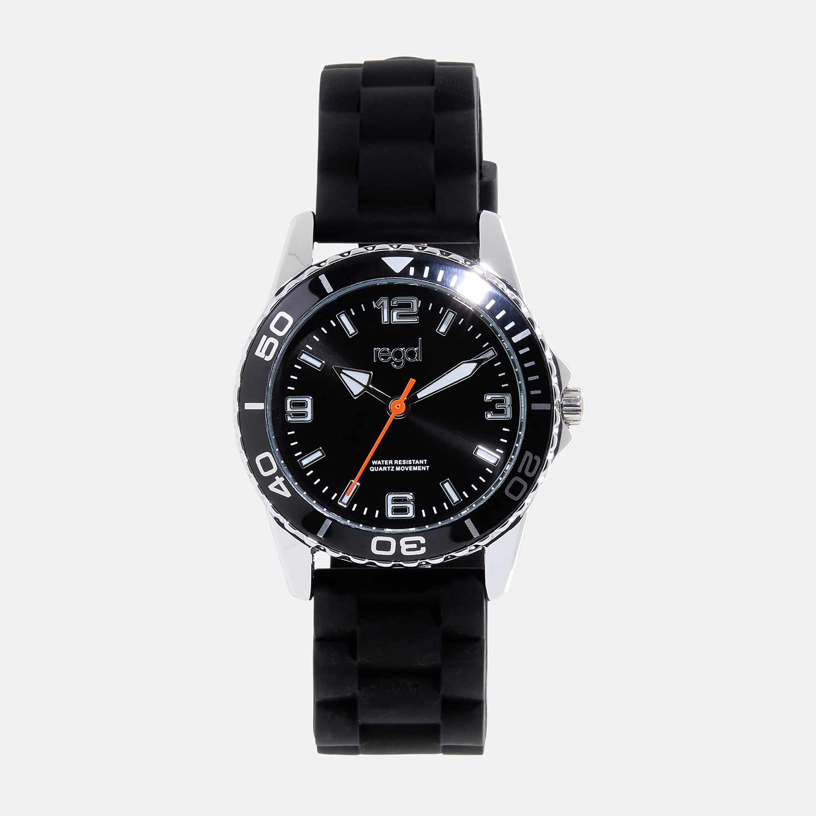 Regal barnklocka - svart/svart gummiband, 32mm