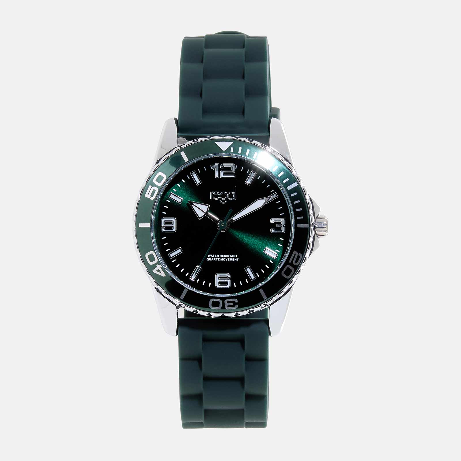 Regal barnklocka - grön/grönt gummiband, 32mm