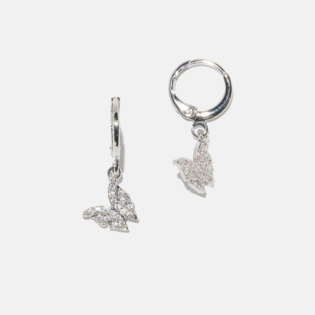 Silverfärgade hoops - fjärilar, 10mm