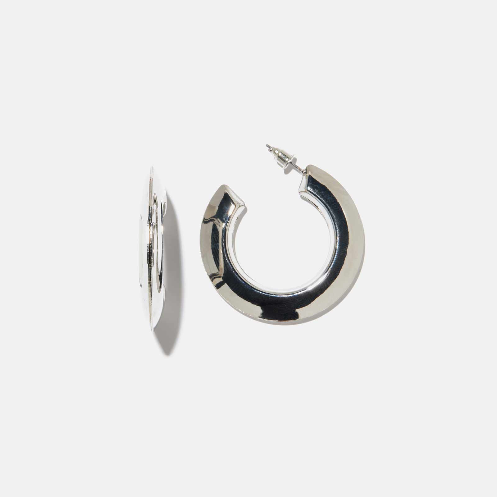 Silverfärgade örhängen - släta hoops, 40mm