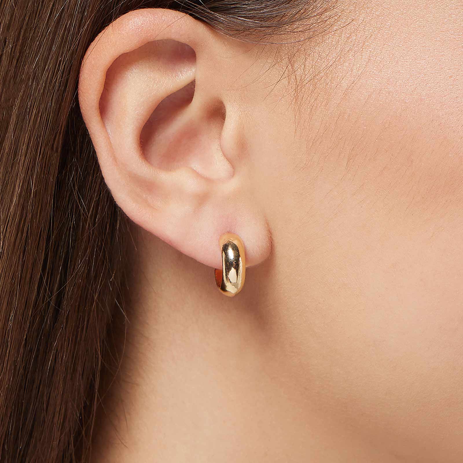 Guldfärgad örhängen, rundade hoops, 10 mm