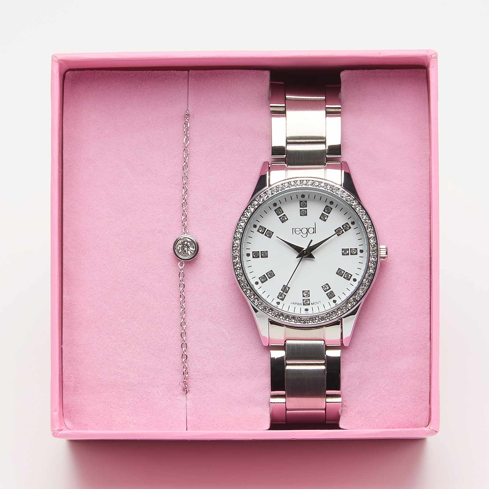 Regal klockset dam - metallband, silver/vit, 34mm