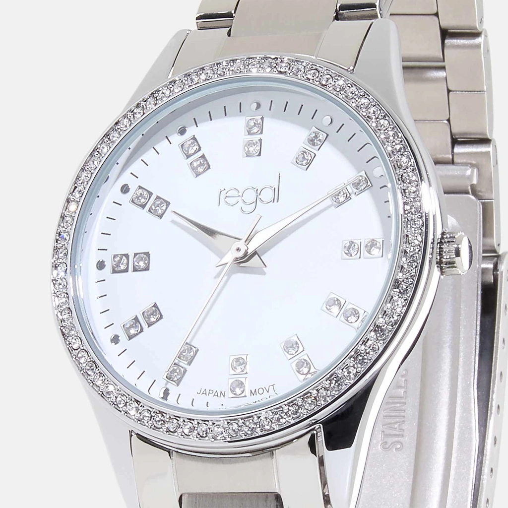 Regal klockset dam - metallband, silver/vit, 34mm