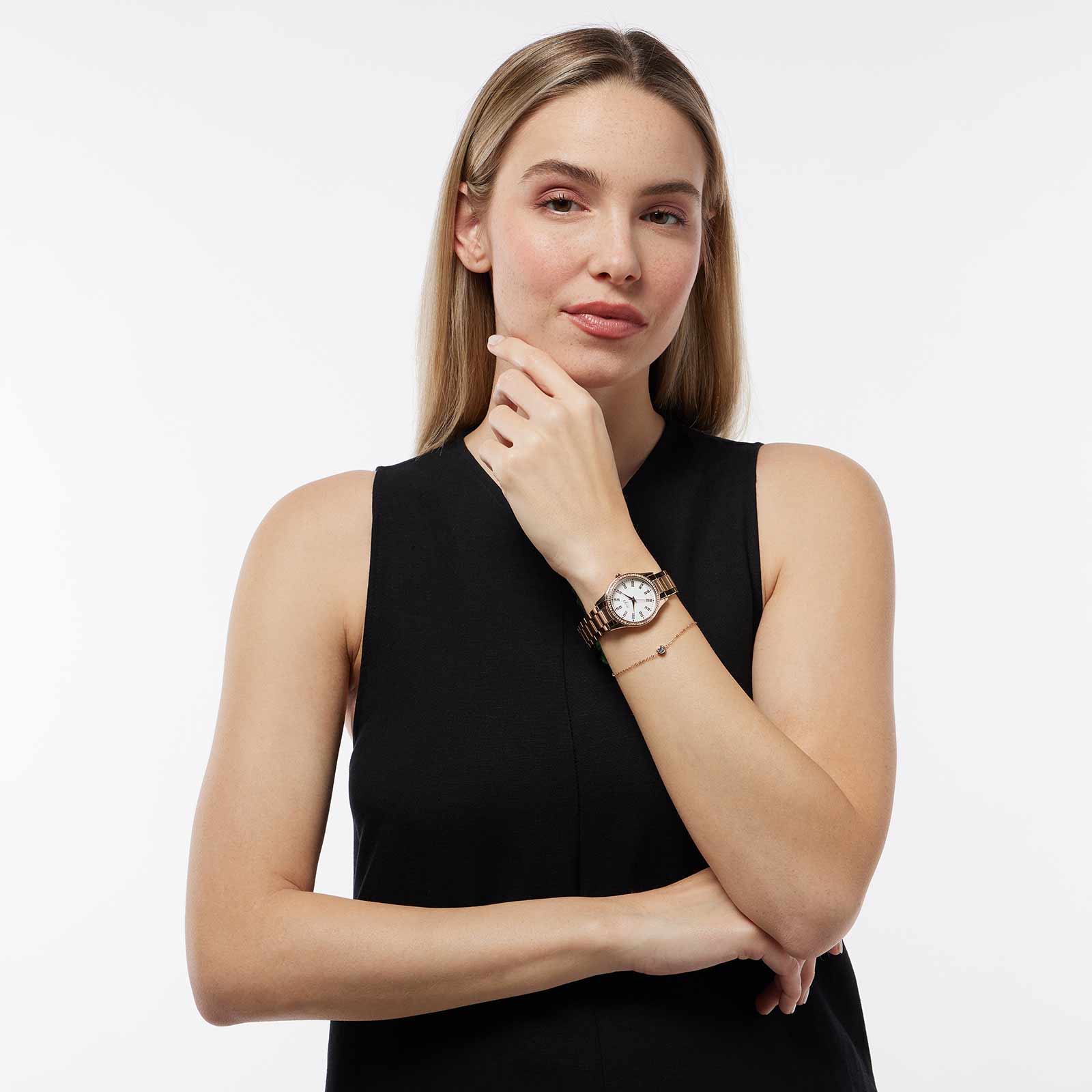 Regal klockset dam - metallband, rosegold/vit, 34mm