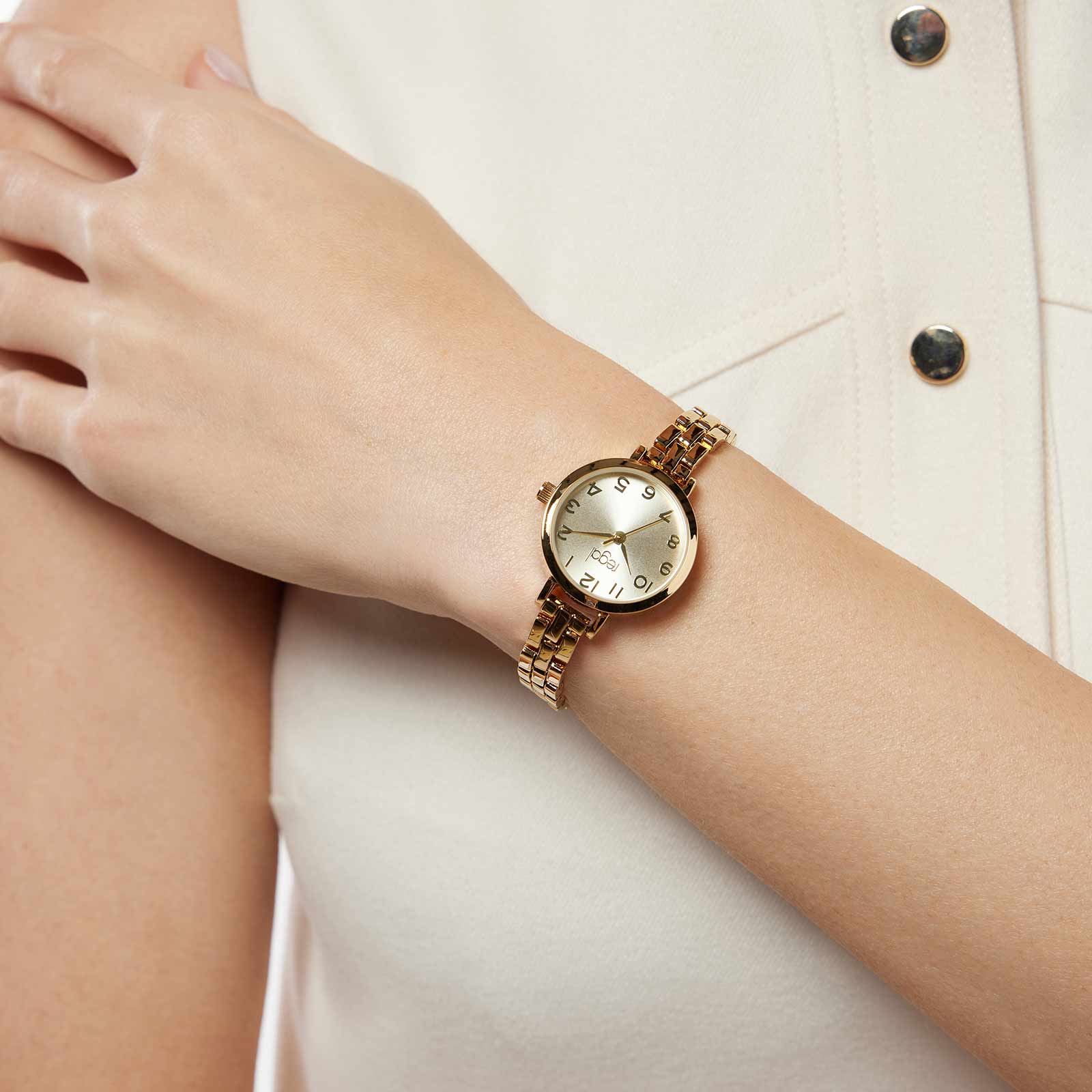 Regal damklocka - metallband, guld, 26 mm