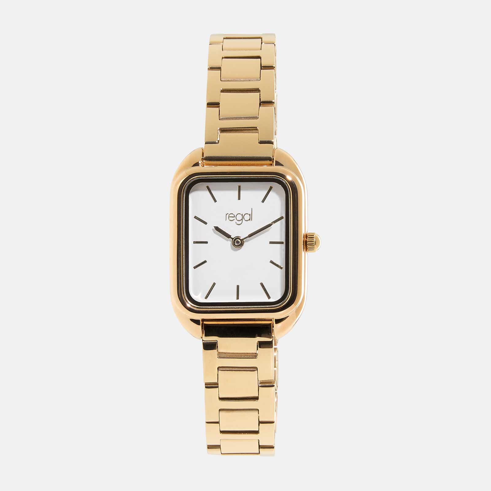 Regal damklocka - metallband guld, rektangulär, 22x31 mm