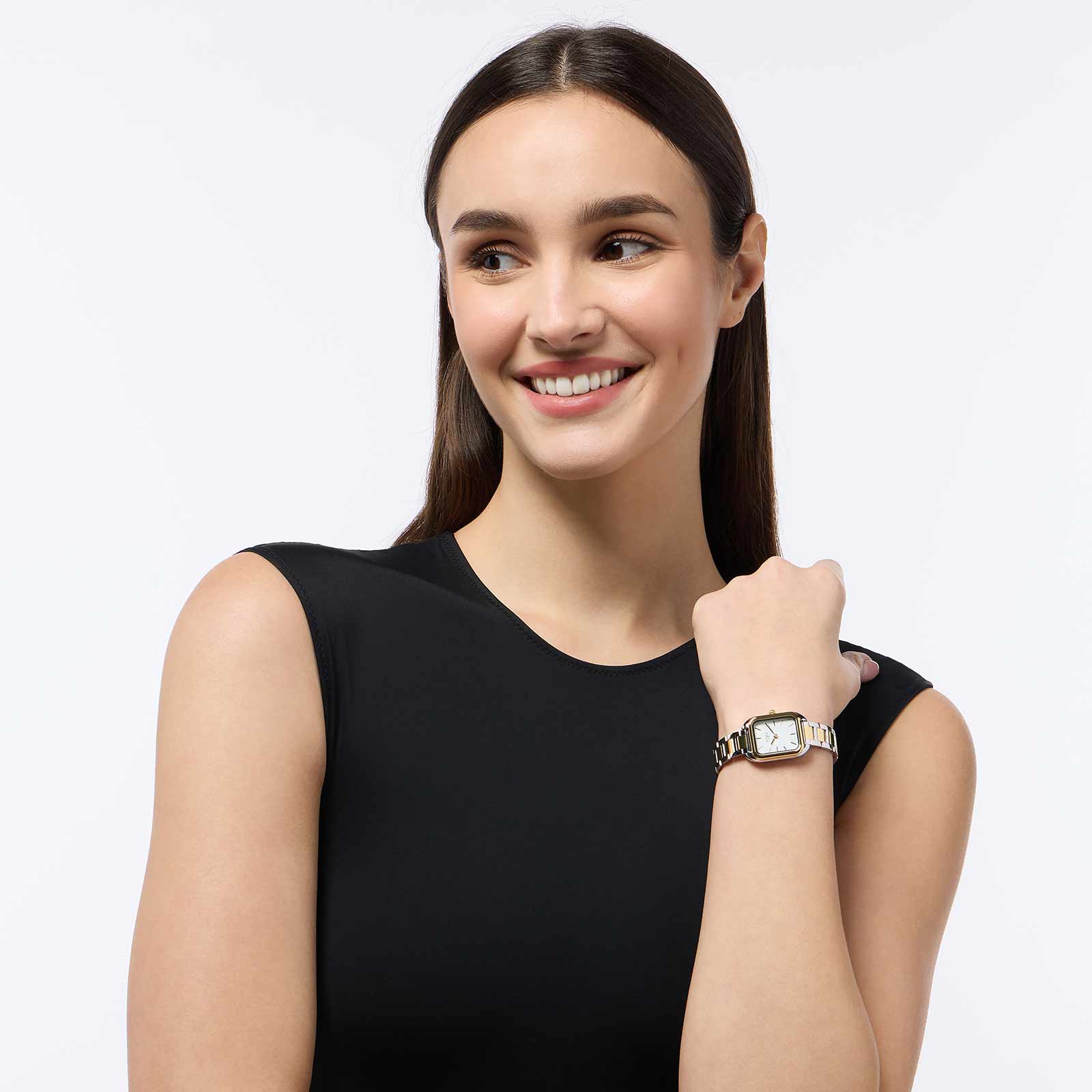 Regal damklocka - metallband bicolor, rektangulär, 22x31 mm