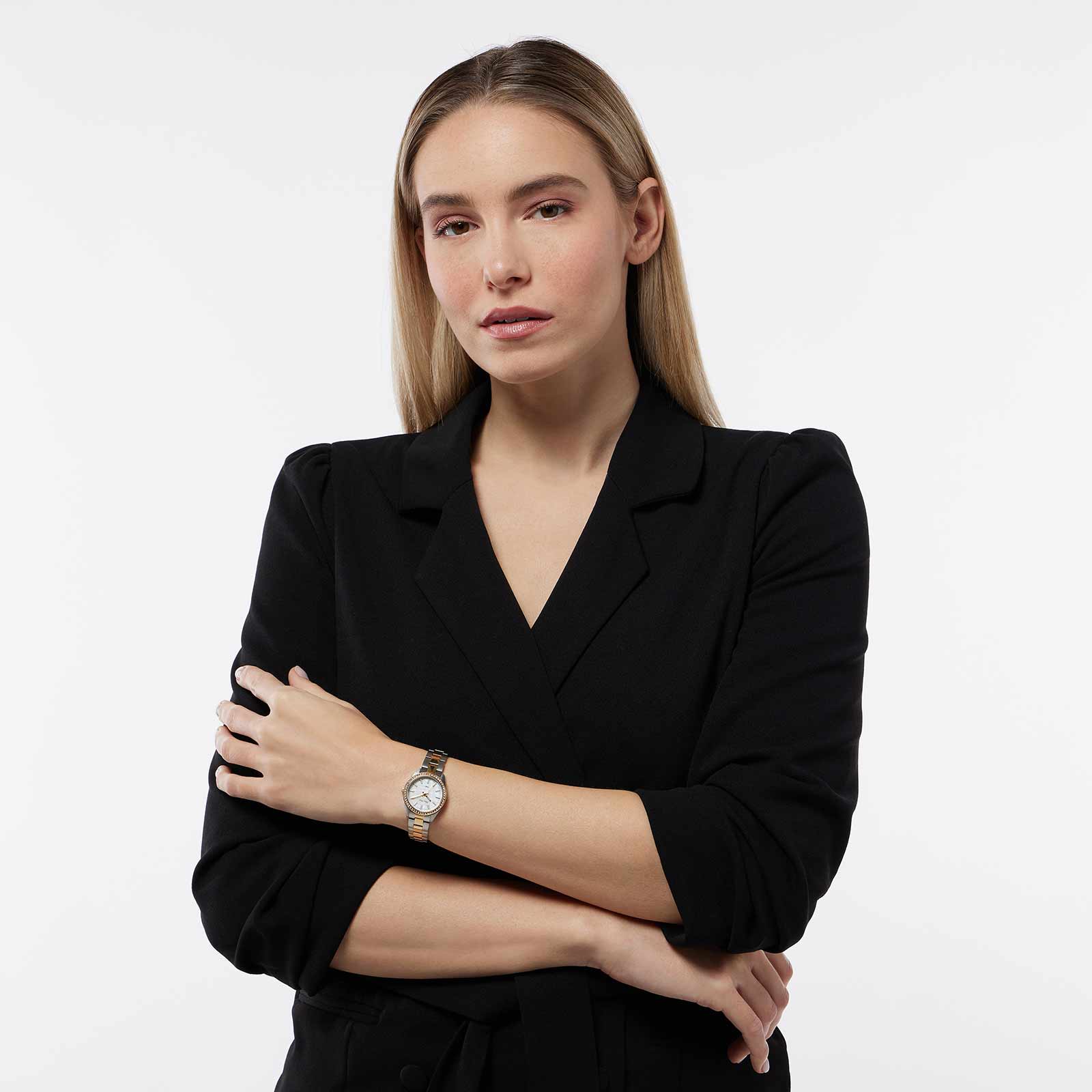 Moretime damklocka - bicolor/vit pärlemor, 28mm