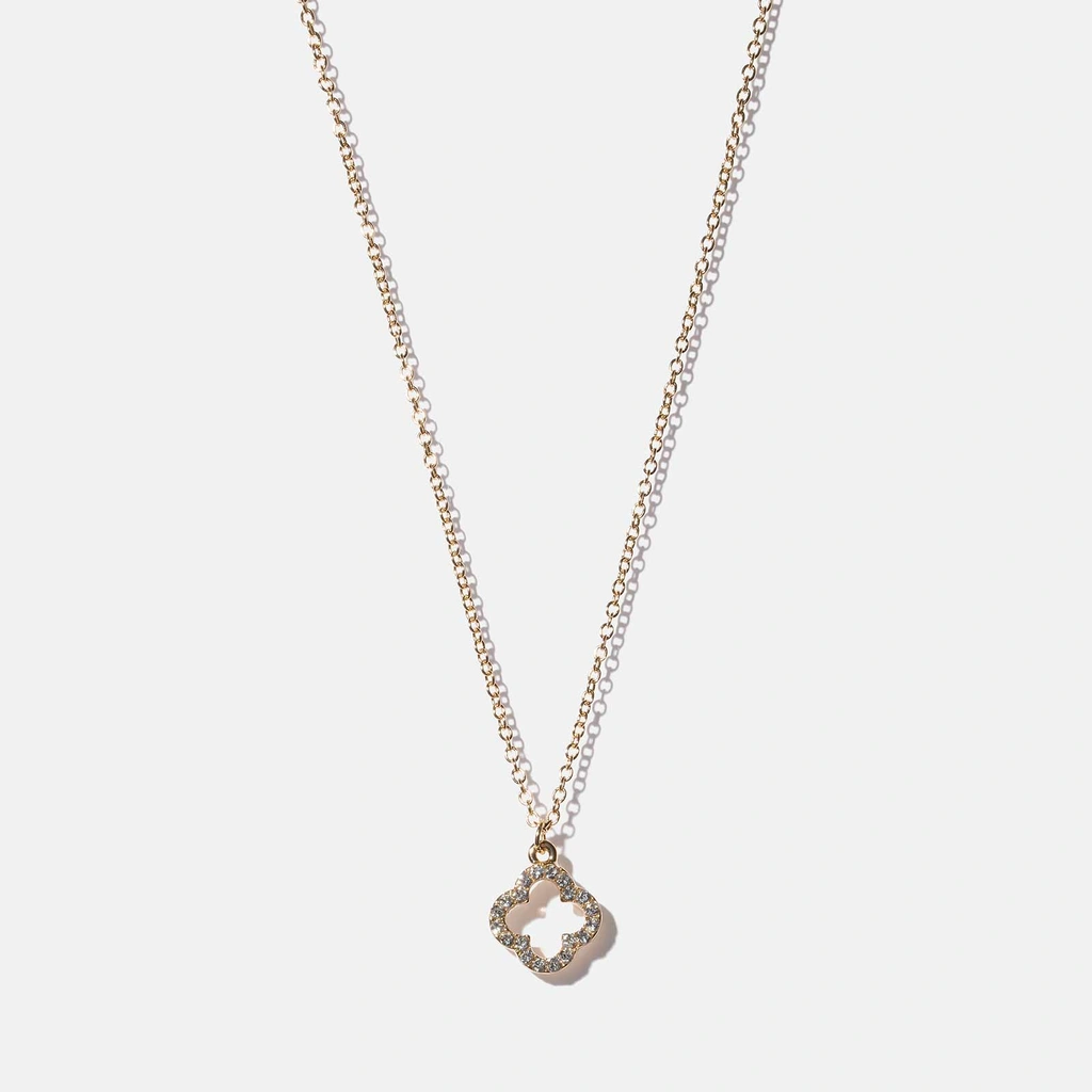 Guldfärgat halsband - fyrklöver, 42+6cm