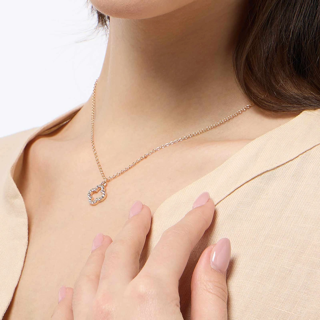 Guldfärgat halsband - fyrklöver, 42+6cm