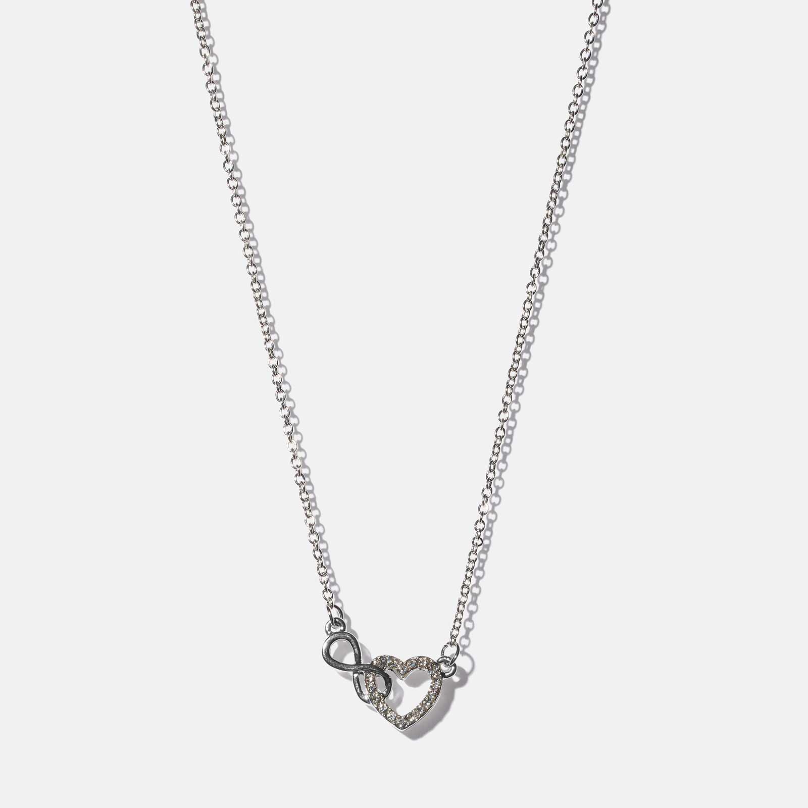 Silverfärgat halsband - hjärta & infinitysymbol, 42+6cm