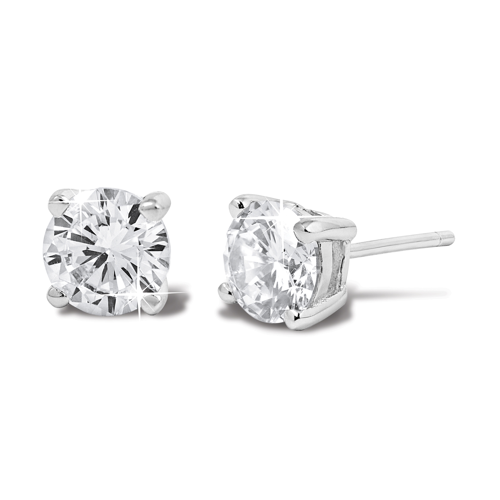 Örhängen i äkta silver - rund Kubisk Zirkonia 6 mm