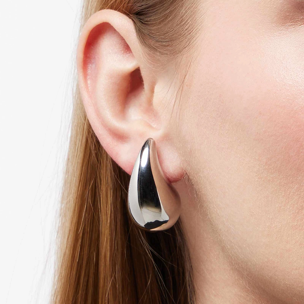 Stålörhängen - chunky droppar, 17x15mm