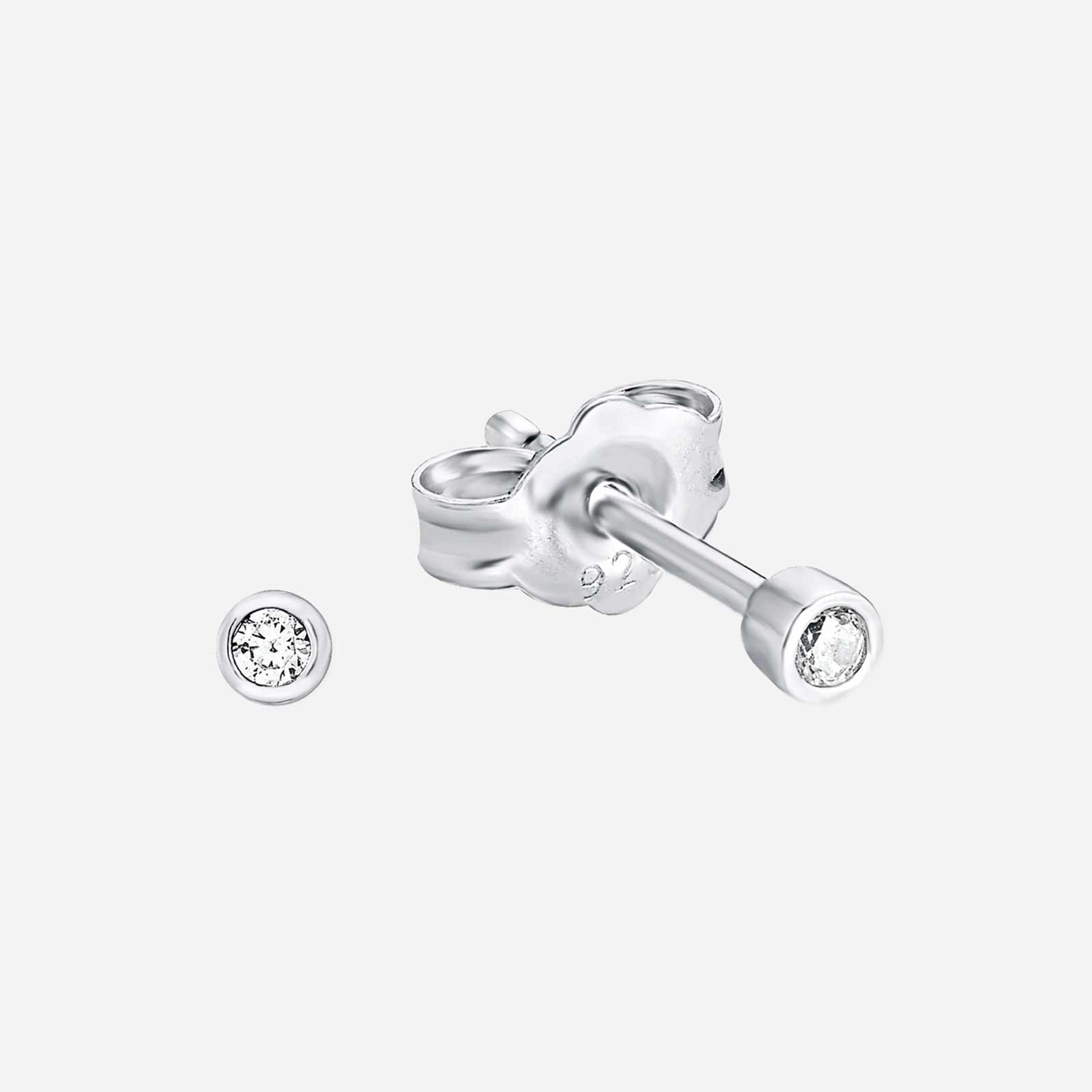 Silverörhängen - bezelinfattade Kubisk Zirkonia, 3 mm