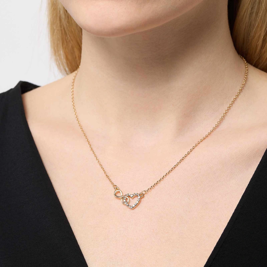 Guldfärgat halsband - hjärta & infinitysymbol, 42+6cm