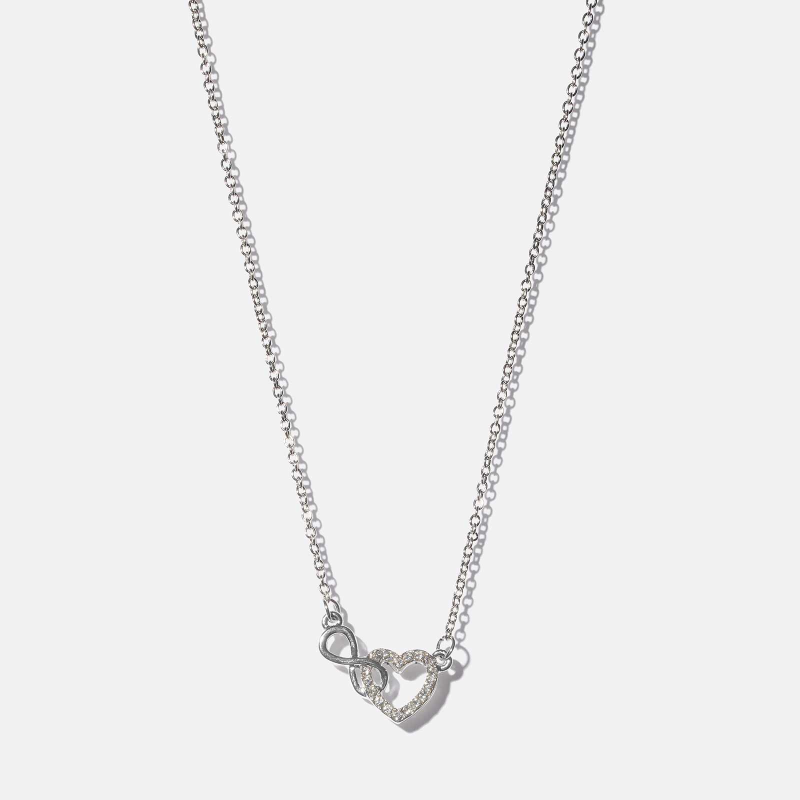 Silverfärgat halsband - hjärta & infinitysymbol, 42+6cm