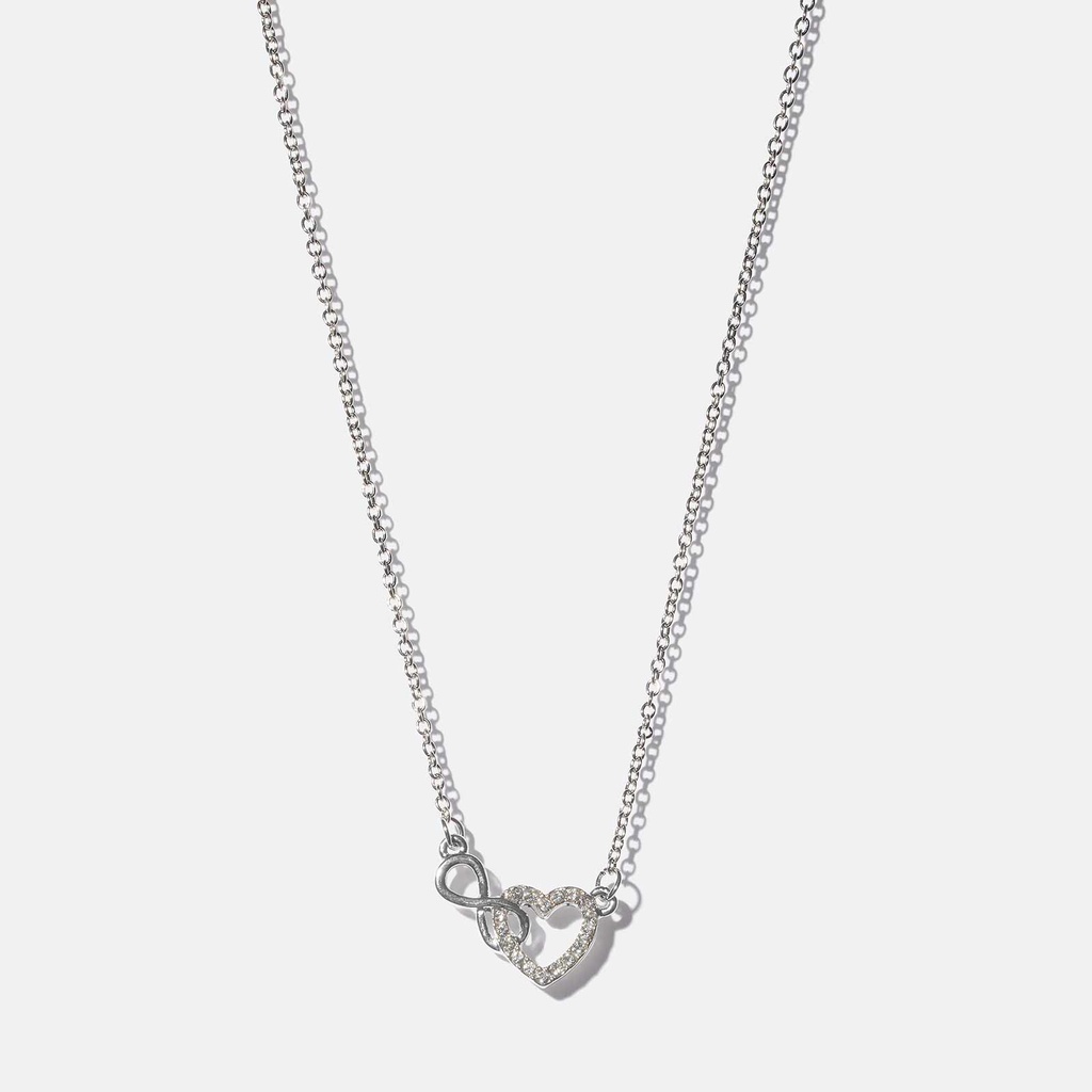 Silverfärgat halsband - hjärta & infinitysymbol, 42+6cm