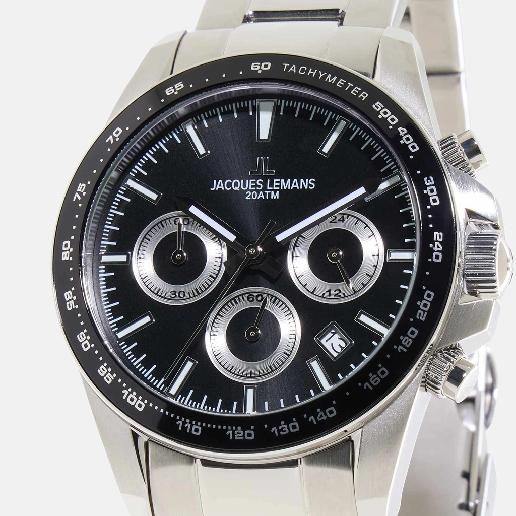 Jacques Lemans Liverpool - klockset herr, stål/svart, 41 mm