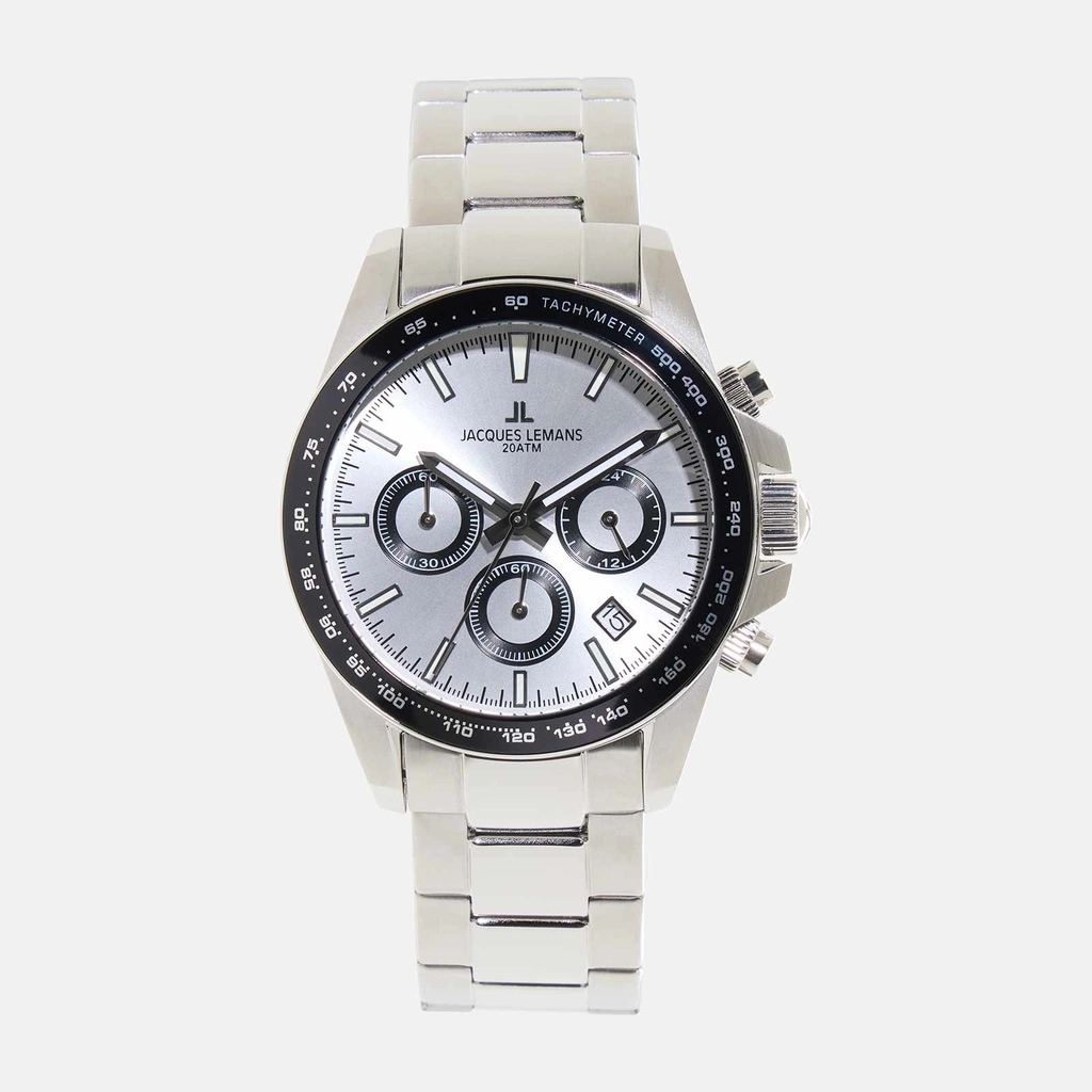 Jacques Lemans Liverpool - klockset herr, stål/vit, 41 mm