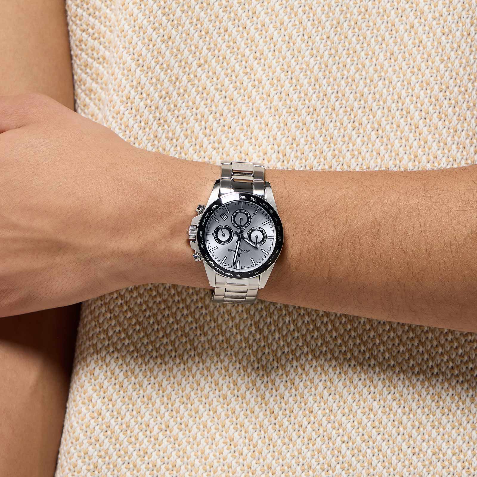 Jacques Lemans Liverpool - klockset herr, stål/vit, 41 mm