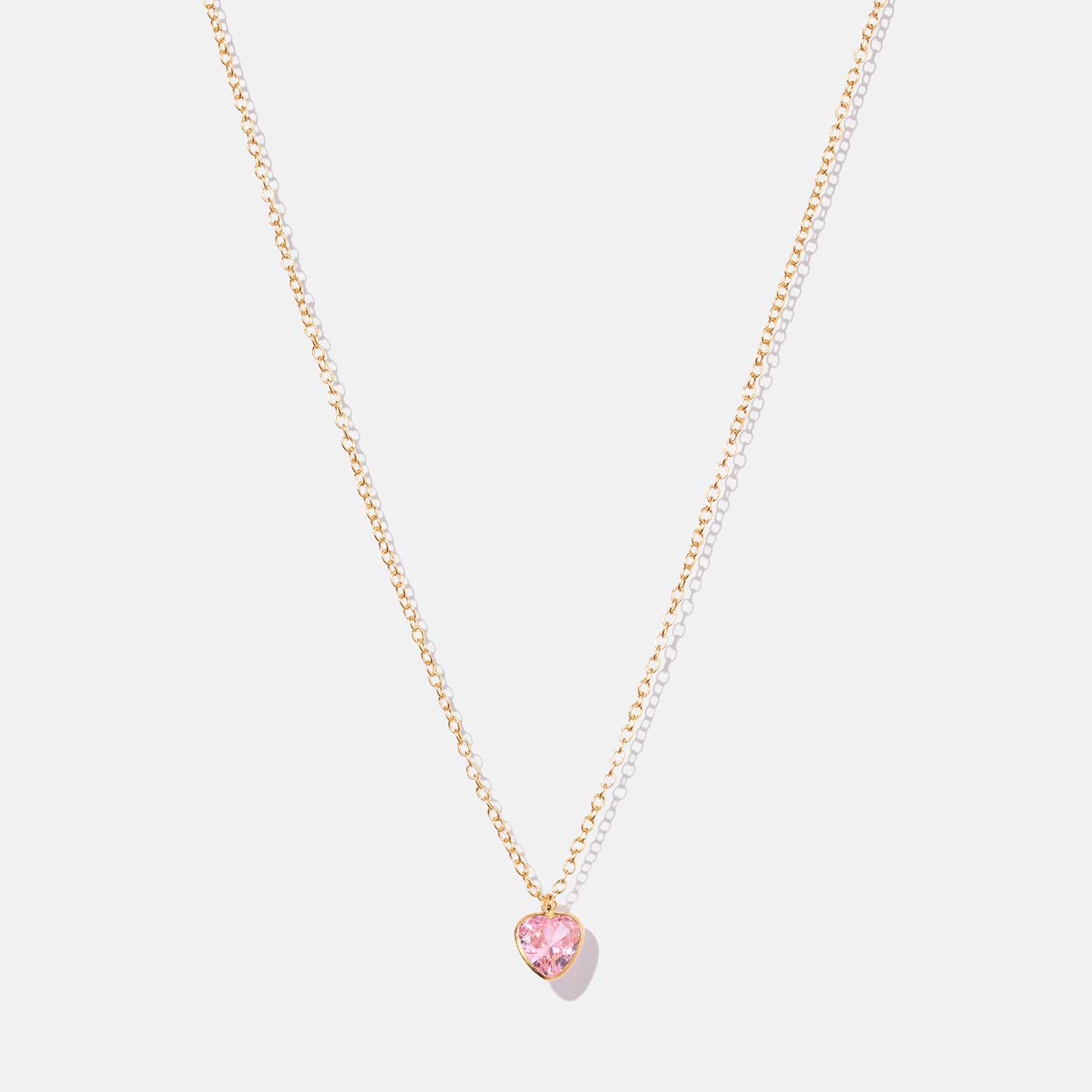 Guldpläterat silverhalsband för barn - rosa hjärta, 36+2cm