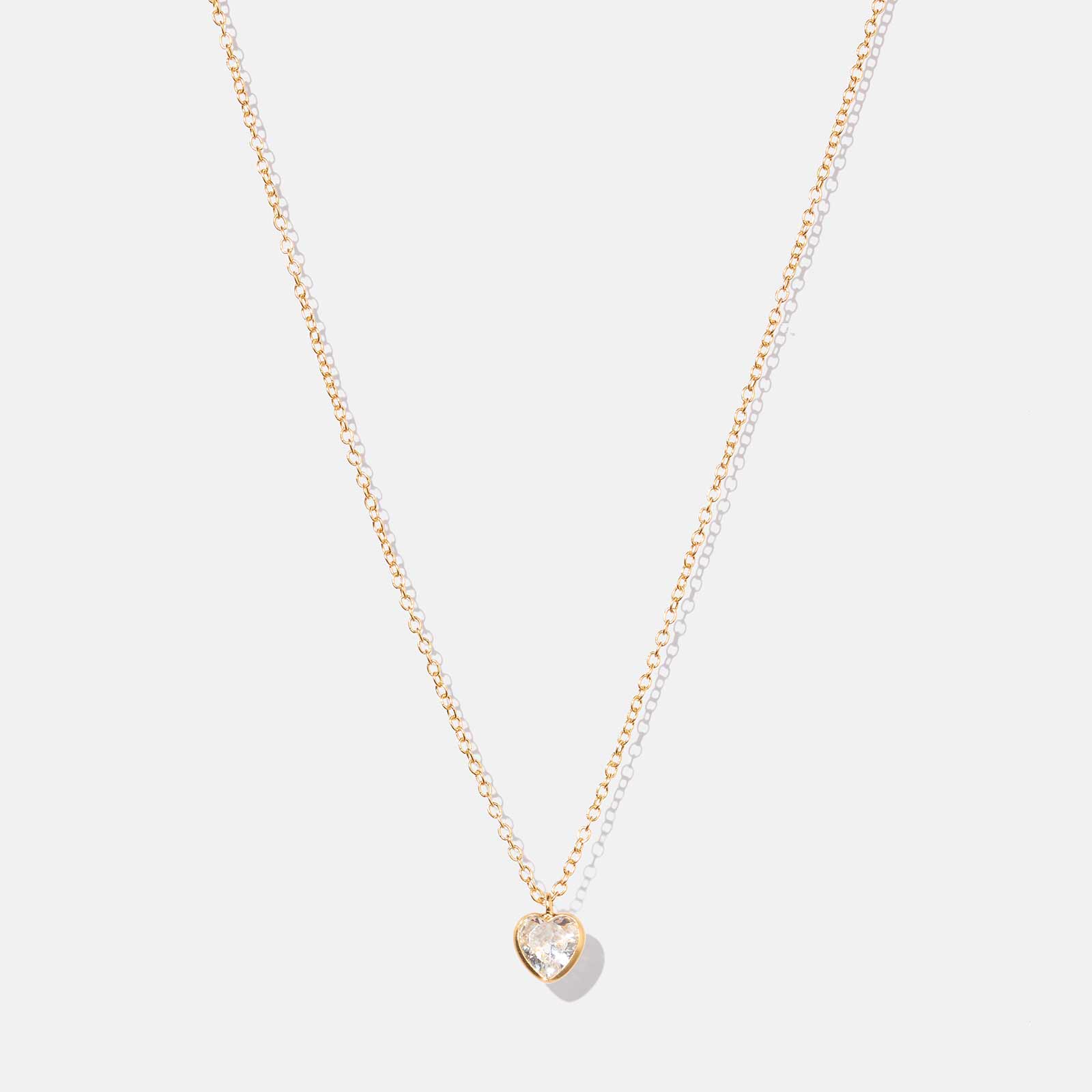 Guldpläterat silverhalsband för barn - vitt hjärta, 36+2cm