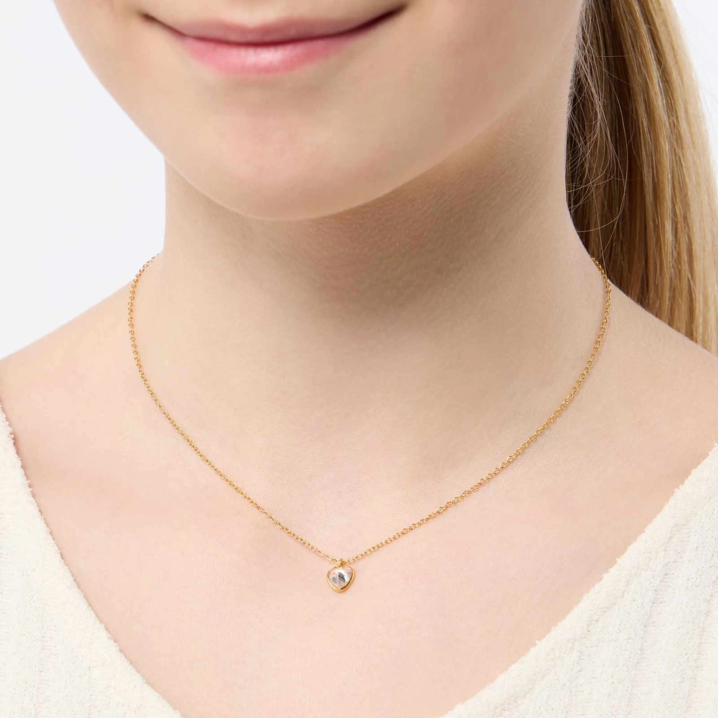 Guldpläterat silverhalsband för barn - vitt hjärta, 36+2cm