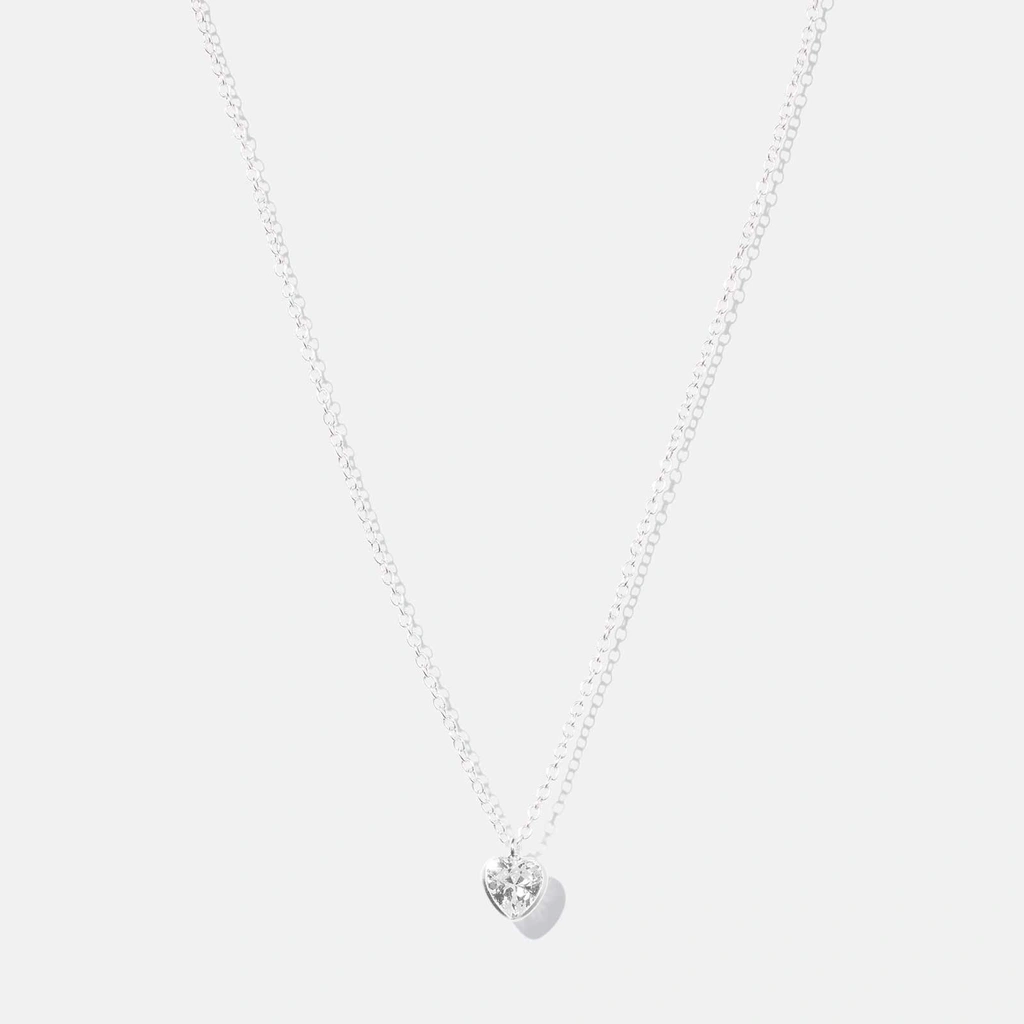 Silverhalsband för barn - vit sten hjärta, 36+2cm