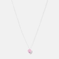 Silverhalsband för barn - rosa sten hjärta, 36+2cm