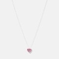 Silverhalsband för barn - hjärta, rosa/vita stenar, 36+2cm
