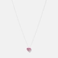 Silverhalsband för barn - hjärta, rosa/vita stenar, 36+2cm