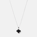 Halsband i äkta silver - fyrklöver, svart onyx