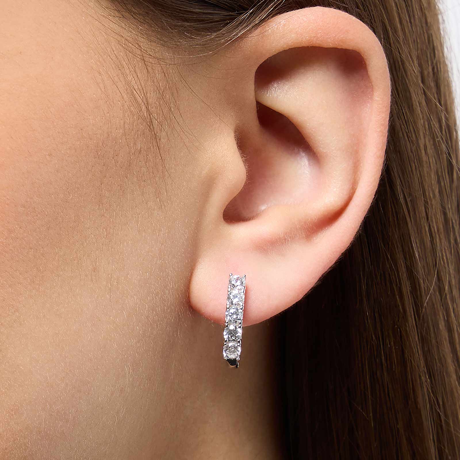 Örhängen i äkta silver - bågar fem stenar, 17mm