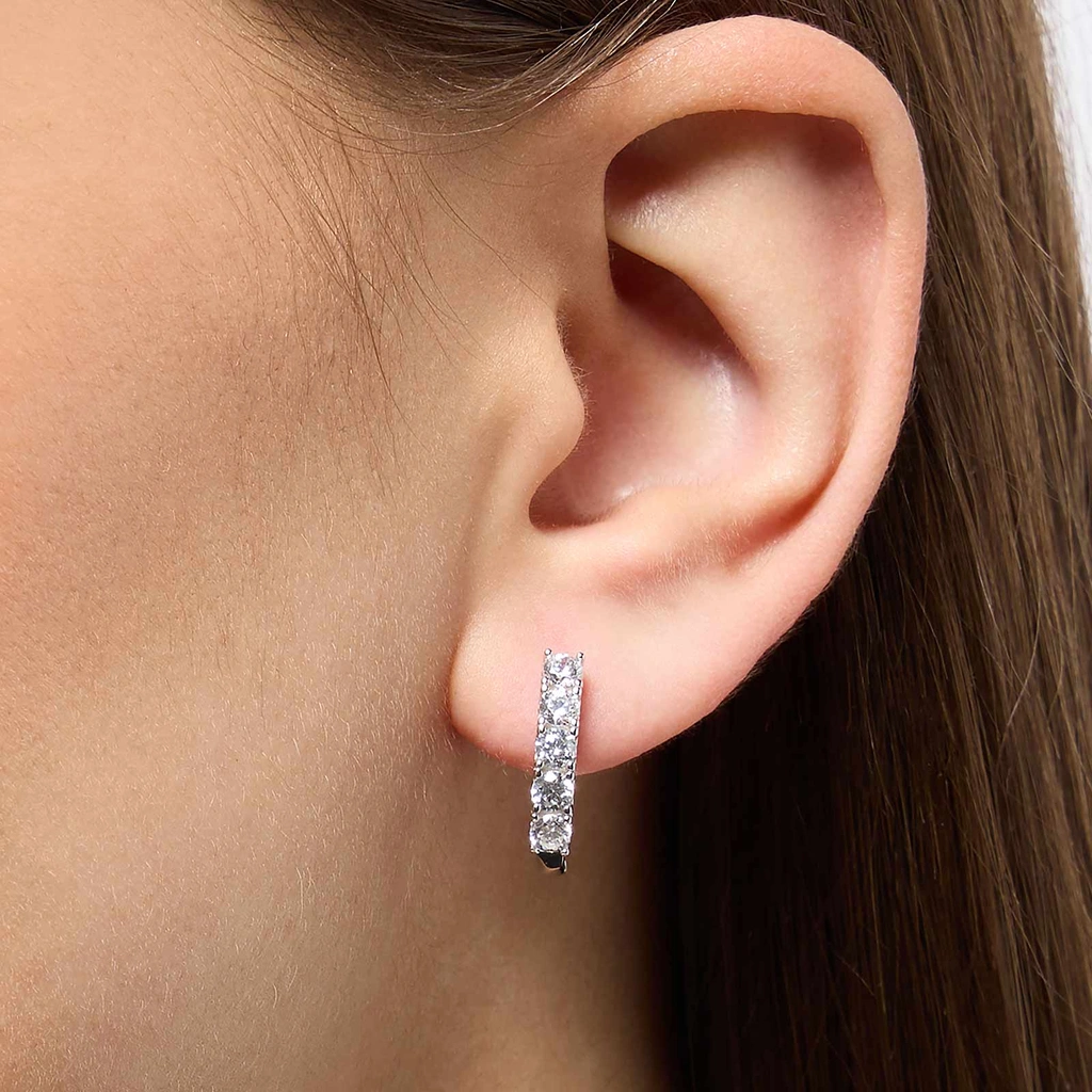 Örhängen i äkta silver - bågar fem stenar, 17mm