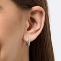 Örhängen i äkta silver - hoops, vita stenar, 15mm