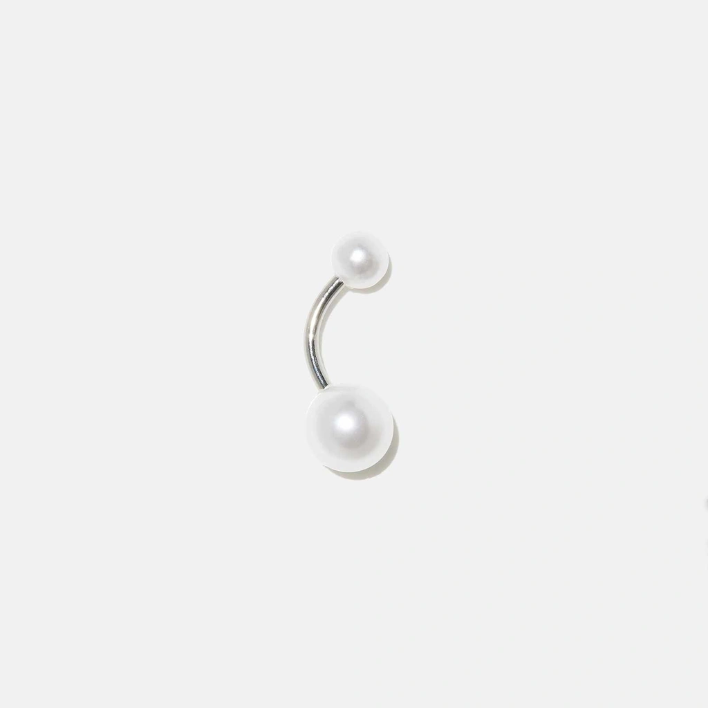 Navelpiercing barbell i stål - pärlor